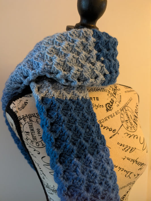 Handmade Blue Ombre Yarn Crochet Scarf #crochetlove